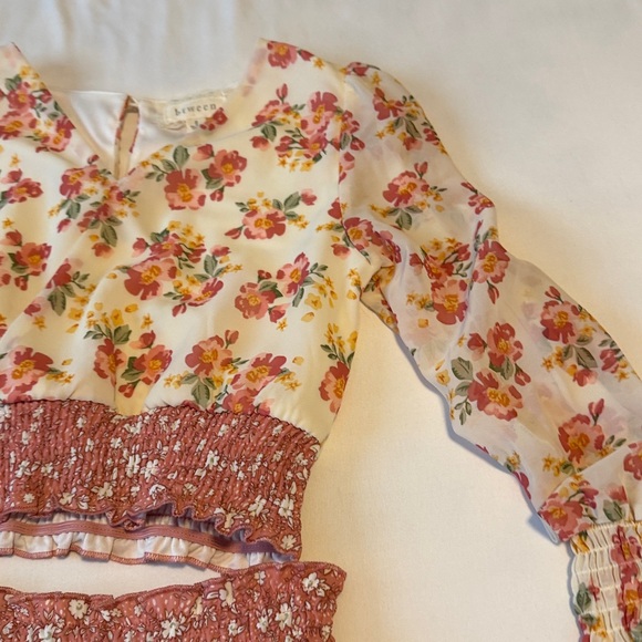 btween Floral Ruffle Shirt & Dress in Pink and Cream - Picture 5 of 6